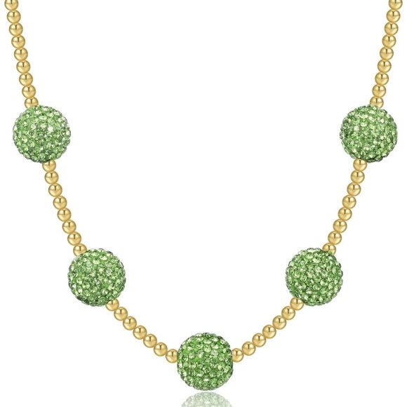 Luxury Beaded Necklace for Women Men - 18K Gold Plated Diamond Ice Baseball Pend - Picture 1 of 6